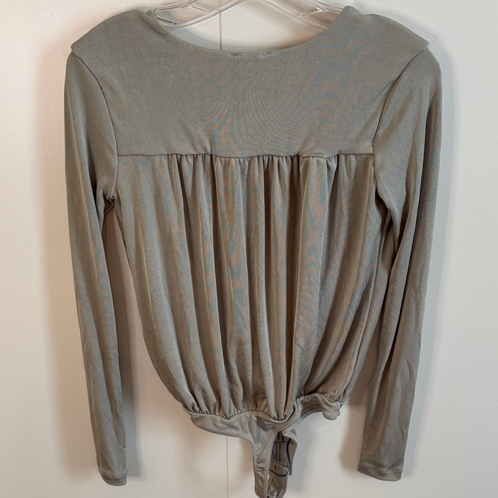 Free People Intimately Silver Gray Drape Front Bodysuit | S | NWT - Picture 5 of 5